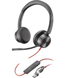 POLY Micro-casque Blackwire 8225 stéréo USB-C certifié Microsoft Teams + adaptateur USB-C A